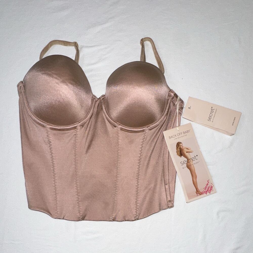 Secret Victoria’s Secret Back Off Baby Low Back Bustier Bra Top 34c Beige